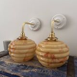 Pair of Art Deco globe wall lights