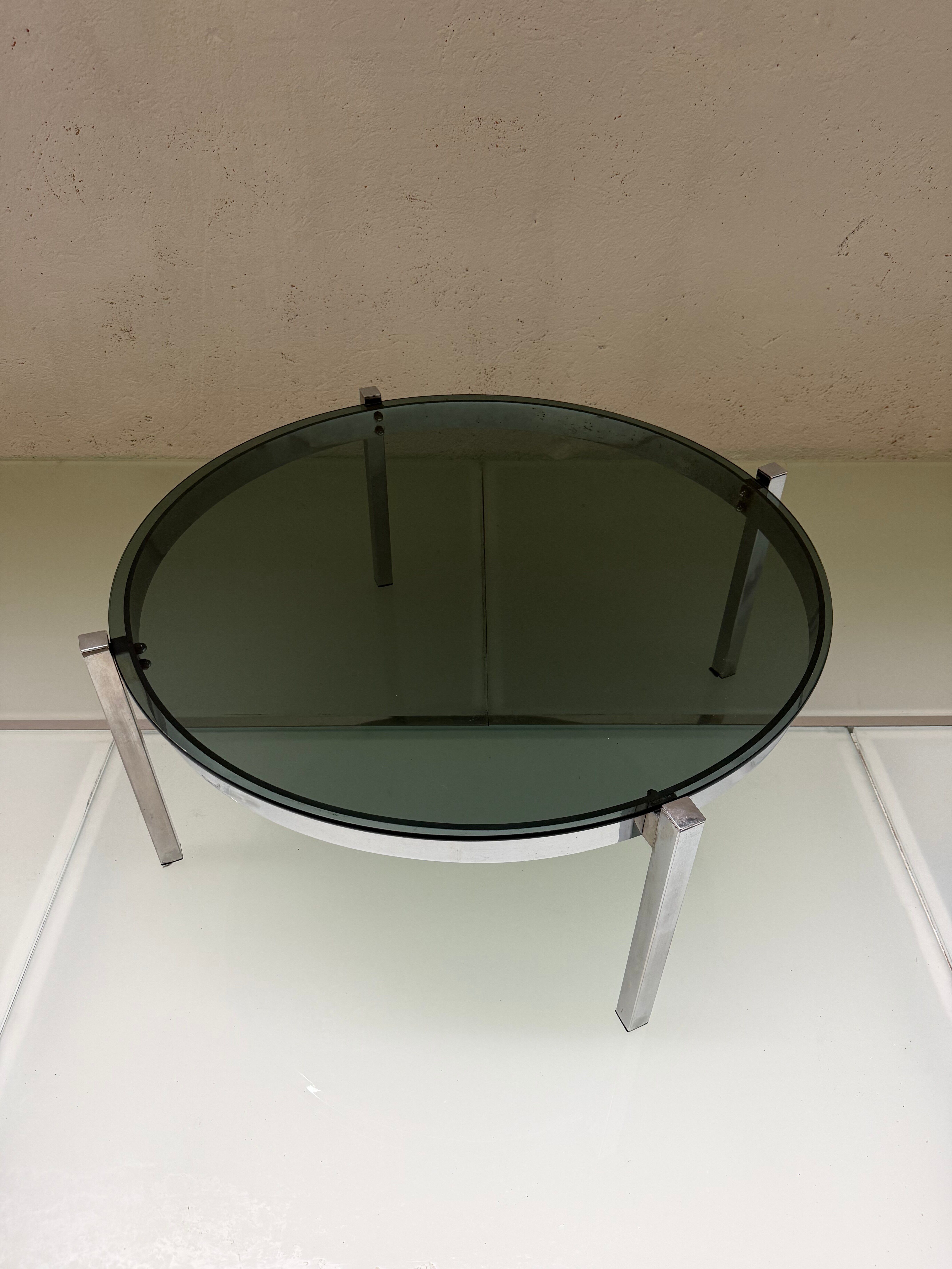 Table basse ronde métal et verre