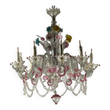 Venetian chandelier in multi-colored Murano glass, 10 light arms, circa 18