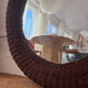 Mid-century wicker and rattan mirror