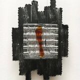 Vintage Italian brutalist wall light in wrought iron by Albano Poli for Poliarte, set of 2.