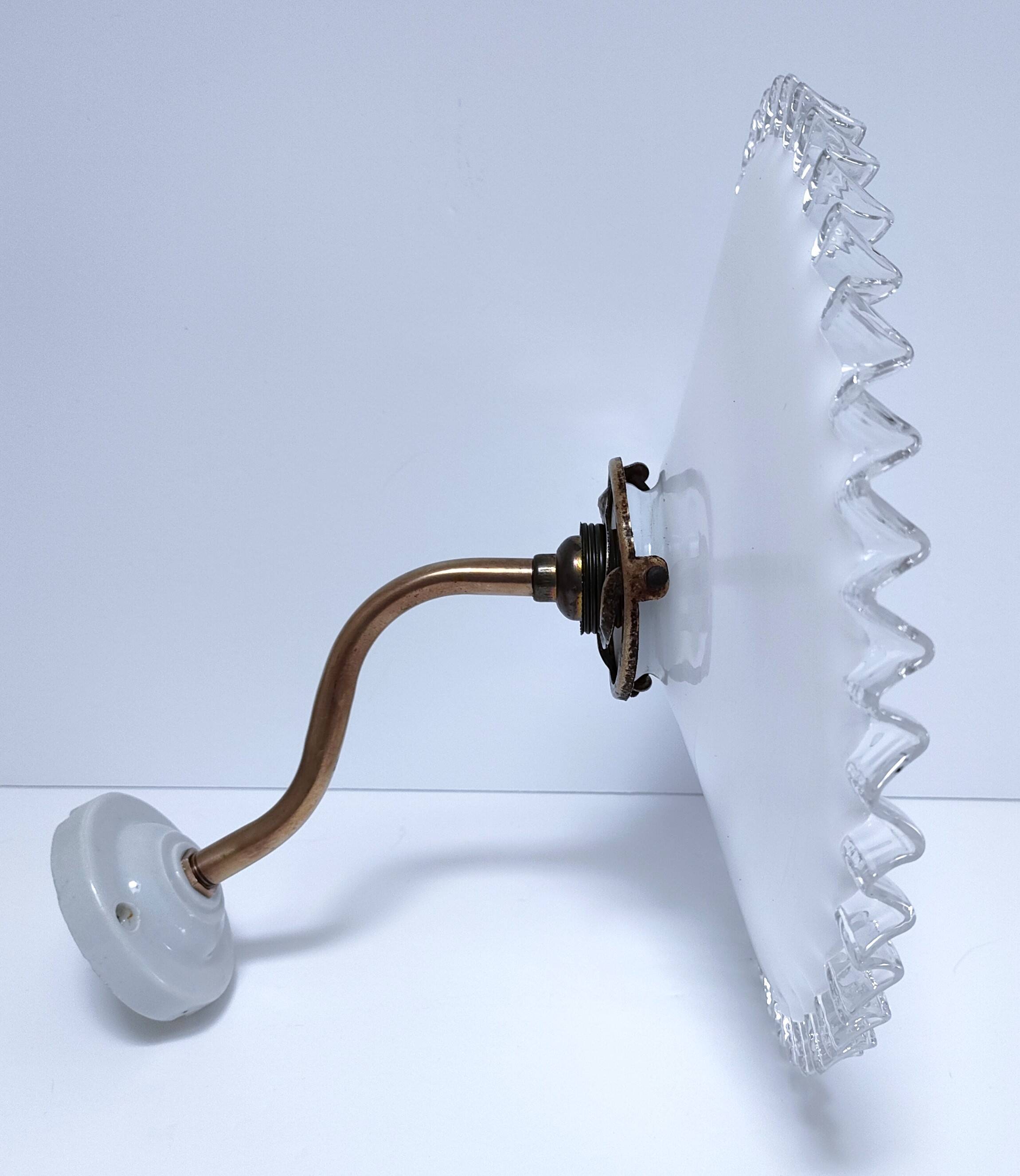 Opaline porcelain brass wall light early 20th century