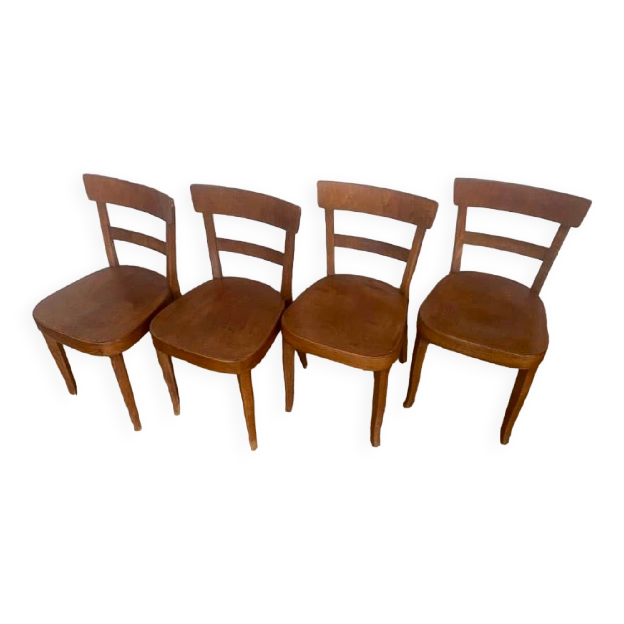 Set of 4 curved wood bistro chairs