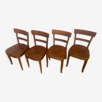 Lot de 4 chaises bistrot en bois courbé