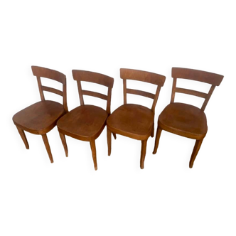 Set of 4 curved wood bistro chairs