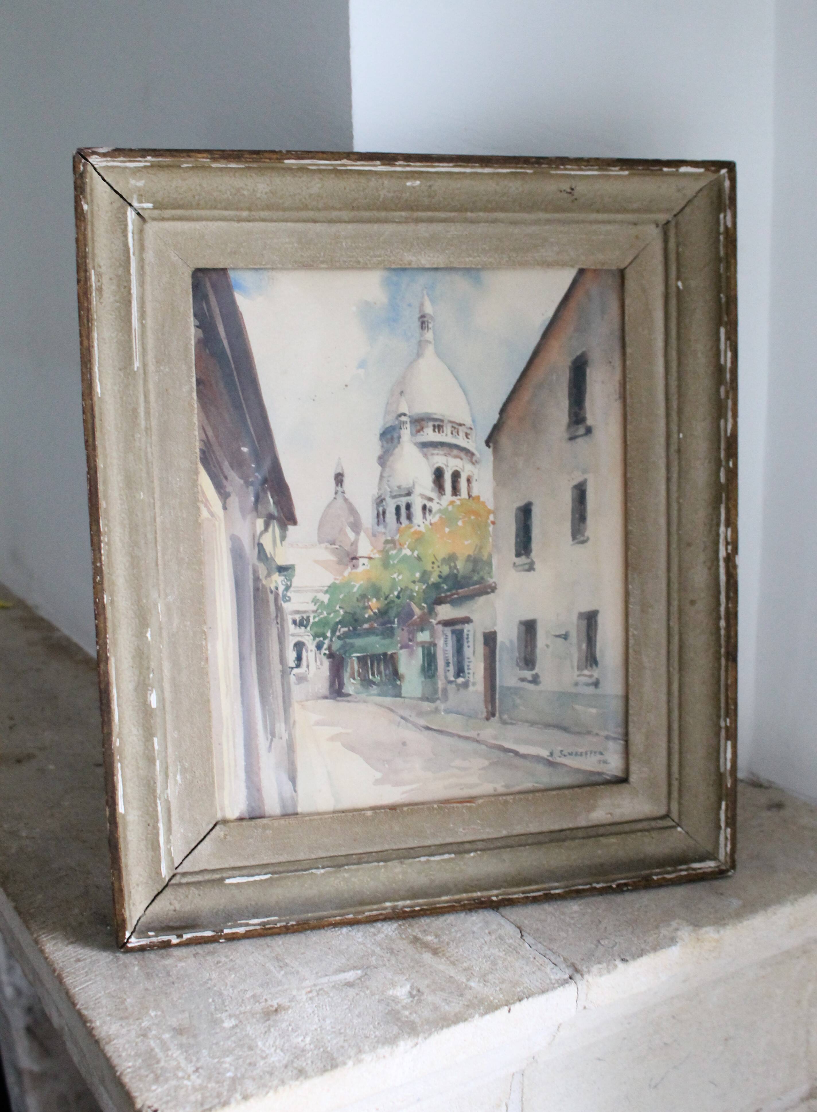 Watercolour "The Sacré-Cœur from Montmartre" by Henri Alexis Schaeffer 1942