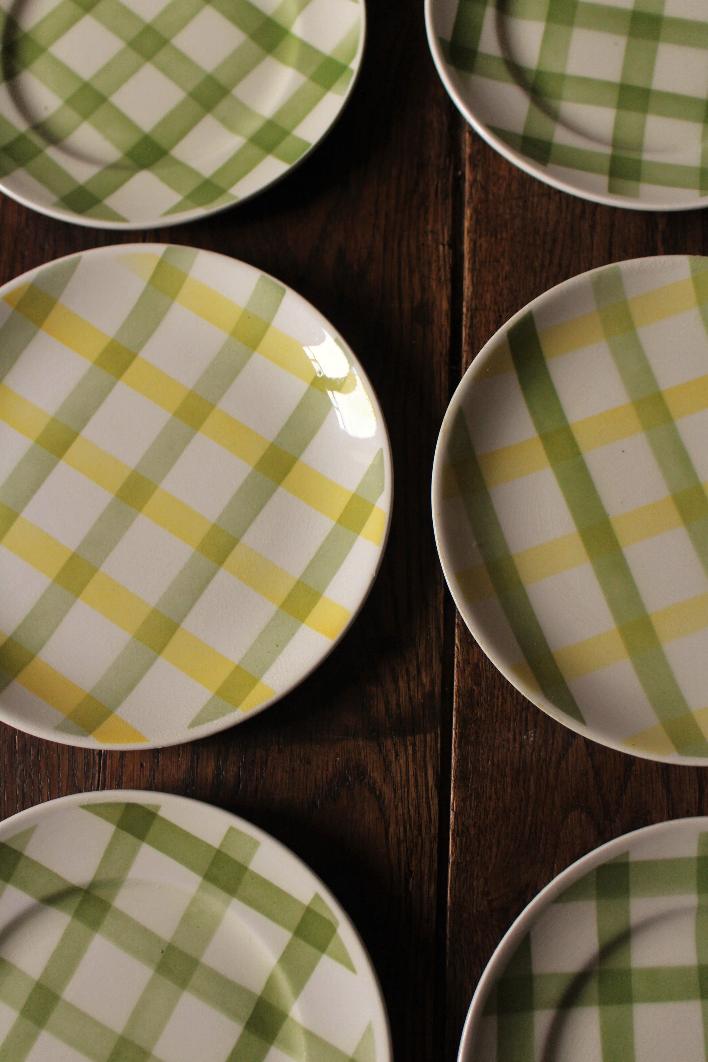 Lot 6 small vintage Scottish plates green yellow