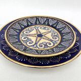 2 enamelled earthenware plates signed HB Quimper • Embroidery or beaded decoration by Pierre Poquet in relief