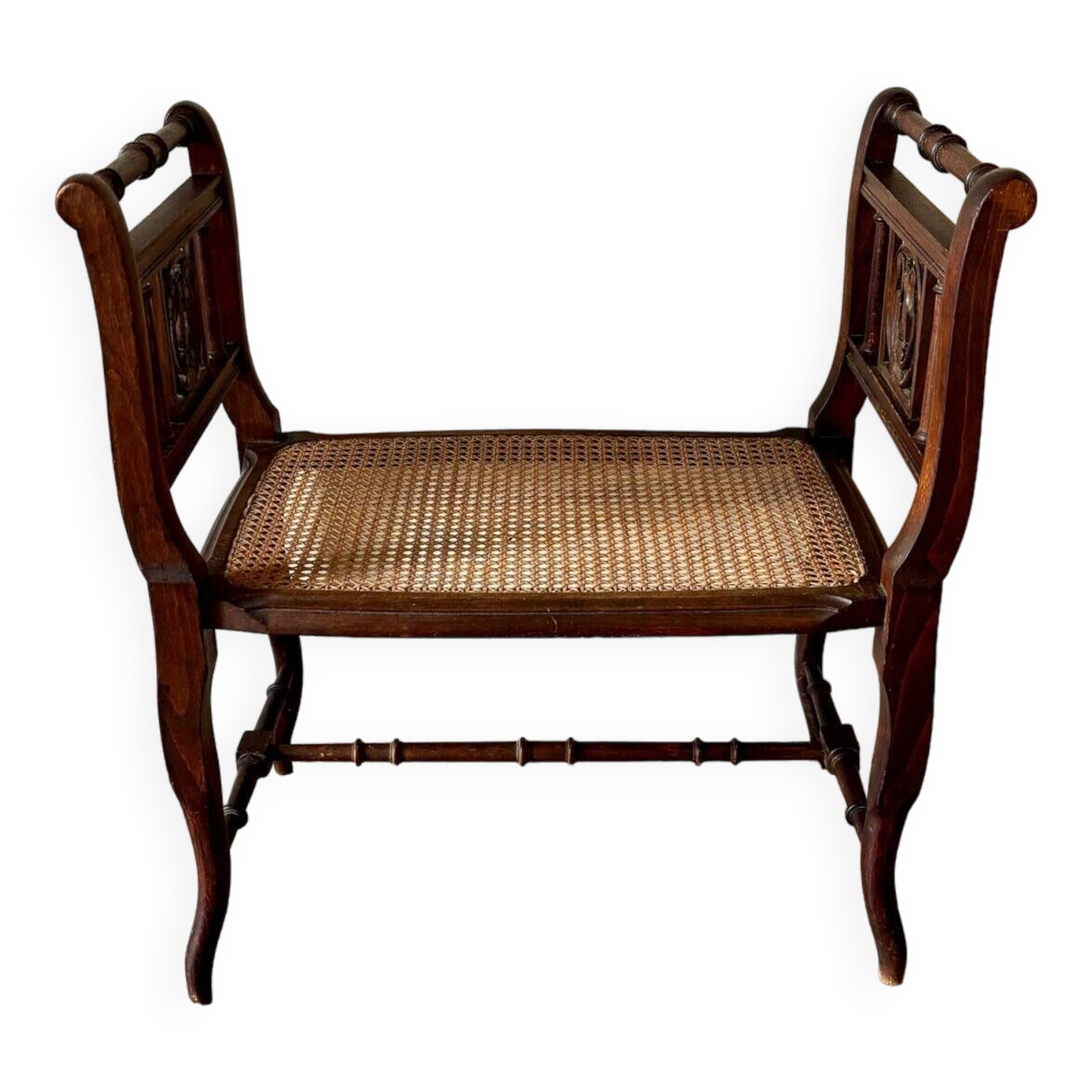 Dark wood and cane bench