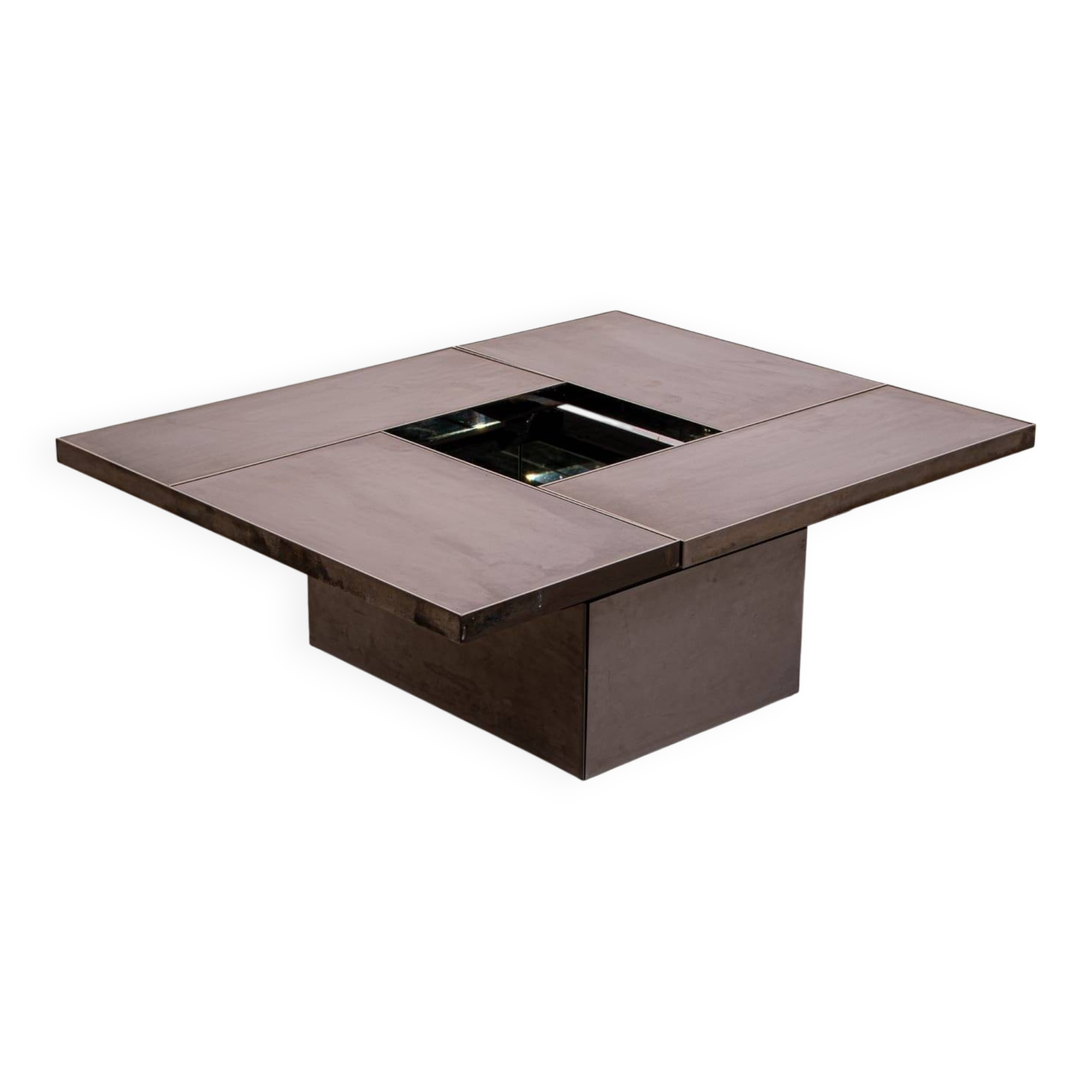 Table basse Belgo en métal brossé chromé