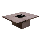 Table basse Belgo en métal brossé chromé