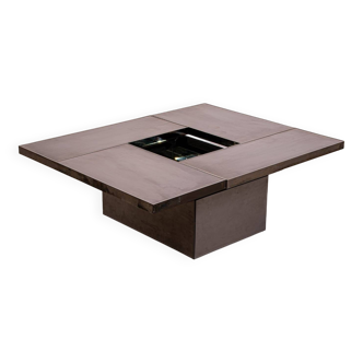 Table basse Belgo en métal brossé chromé