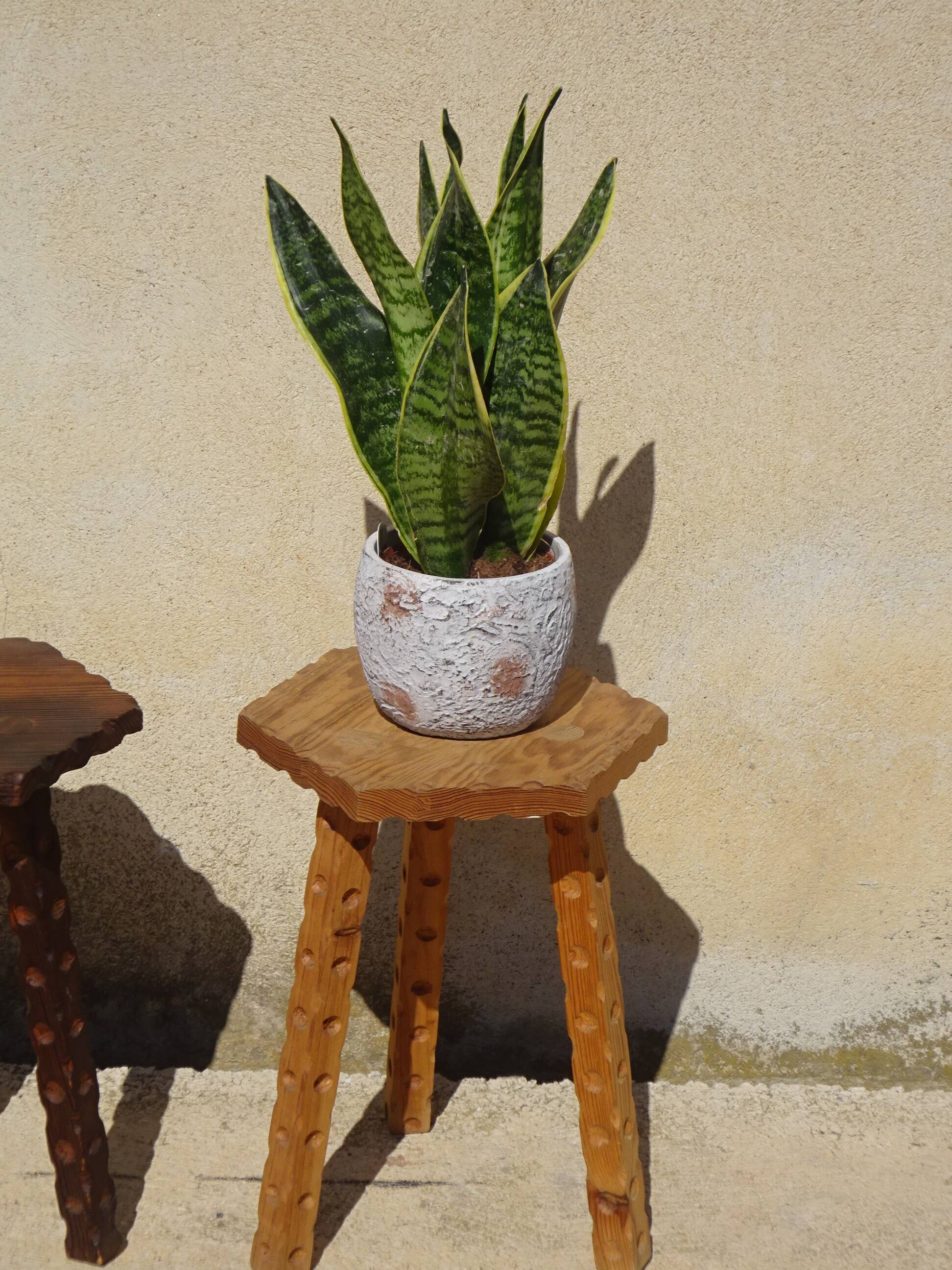 solid pine tripod stools, 2