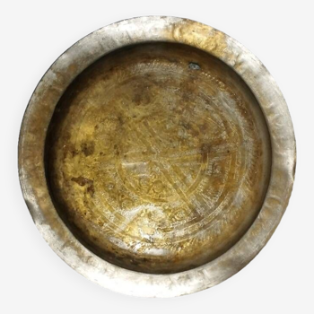 North African artisanal brass plate