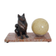 Old Lamp Art Deco - Dog regulates on marble base - Globe glass of Clichy - 1940