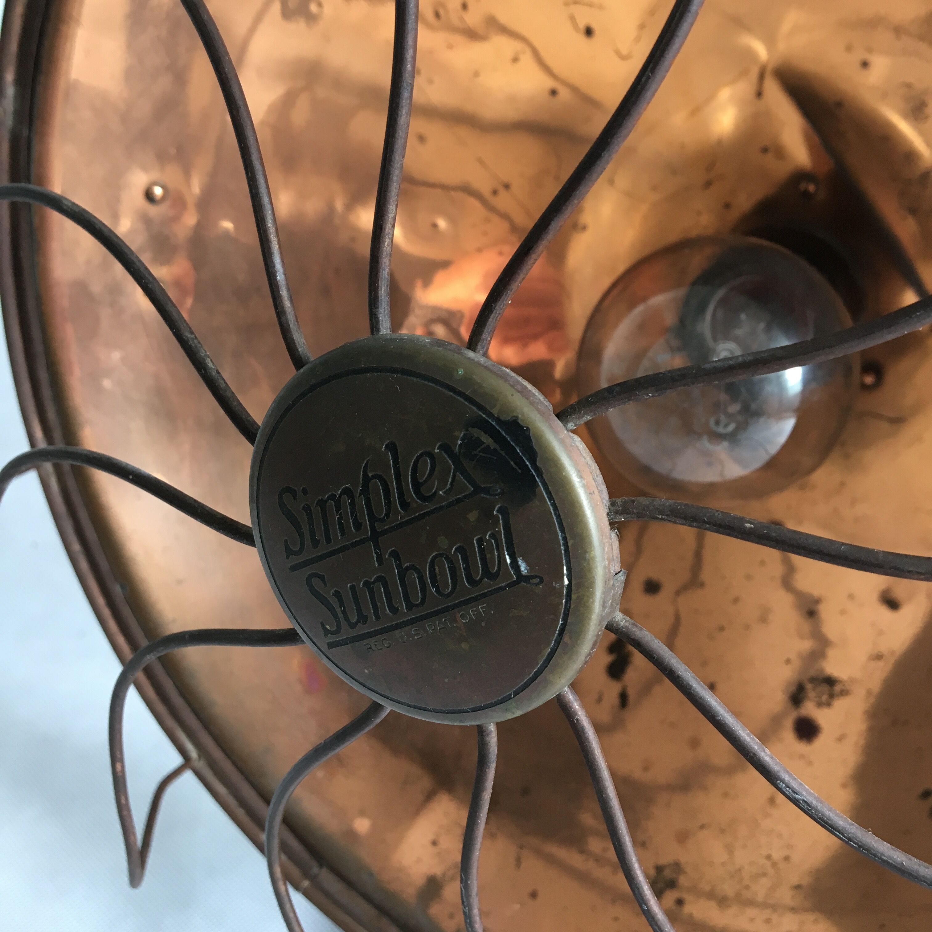 "Simplex Sunbowl" Copper Floor Heater Table Lamp, 1920s