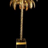 Lampadaire en forme de palmier en métal doré