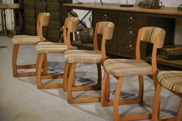 Set of 6 vintage 1960s 'Sleigh' chairs