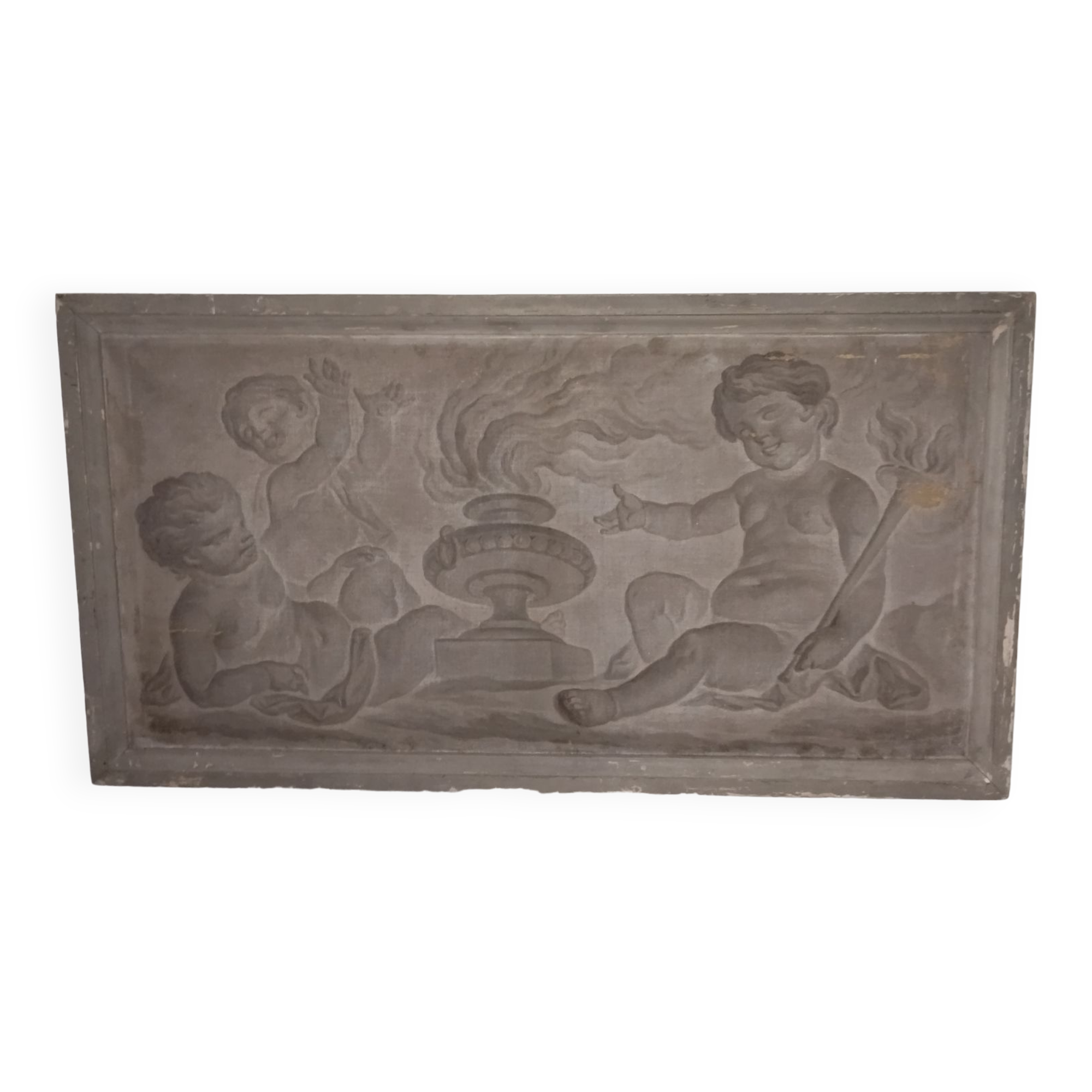 Old oil painting on canvas putti cherubs