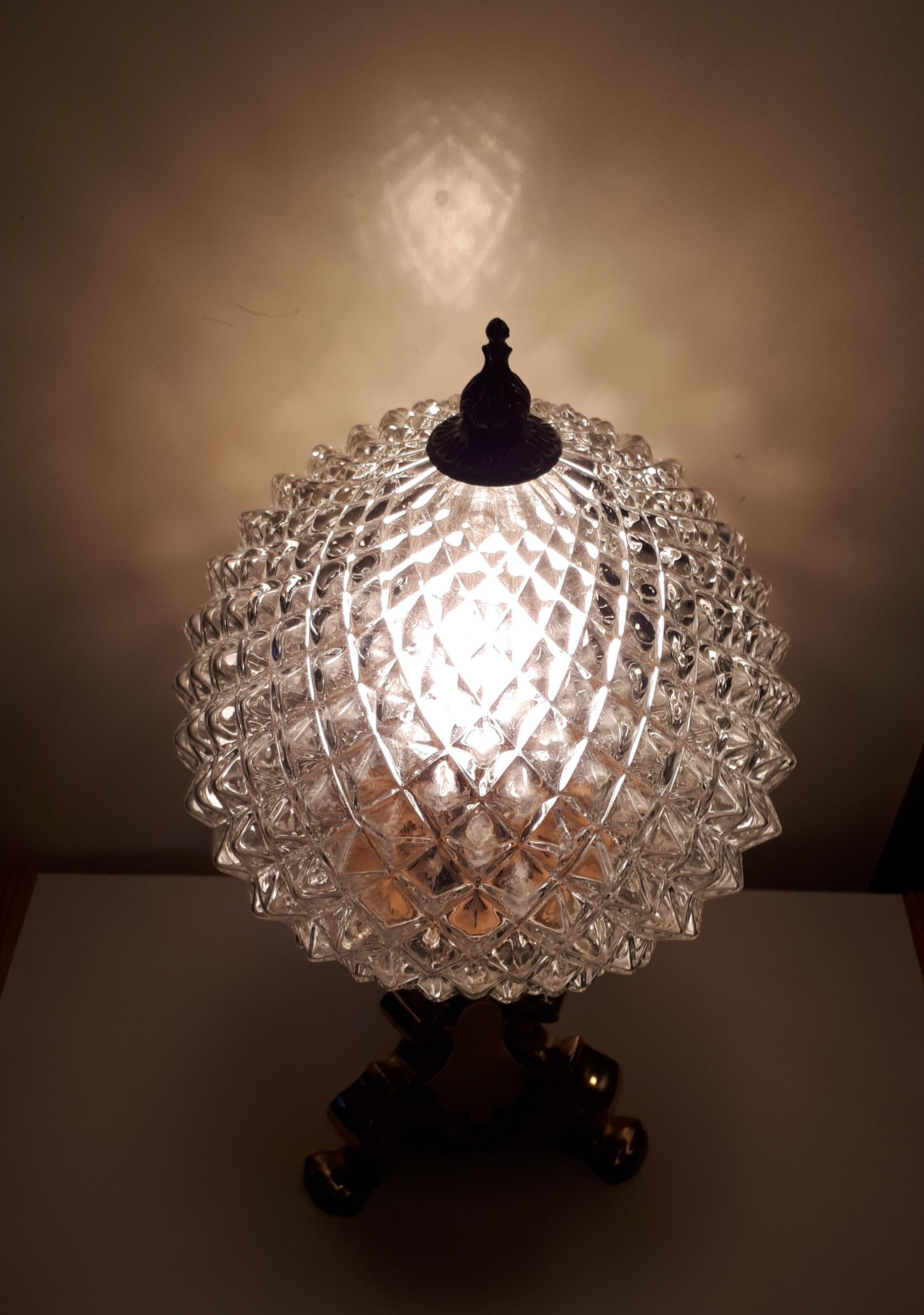 Lampe ananas verre et bronze