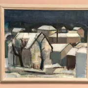 Original Swedish Oil on Canvas – "Winter Night in the City" by Helmer Forslund – Signed – Vintage and Framed – 45 × 37 cm (17.7" × 14.6")