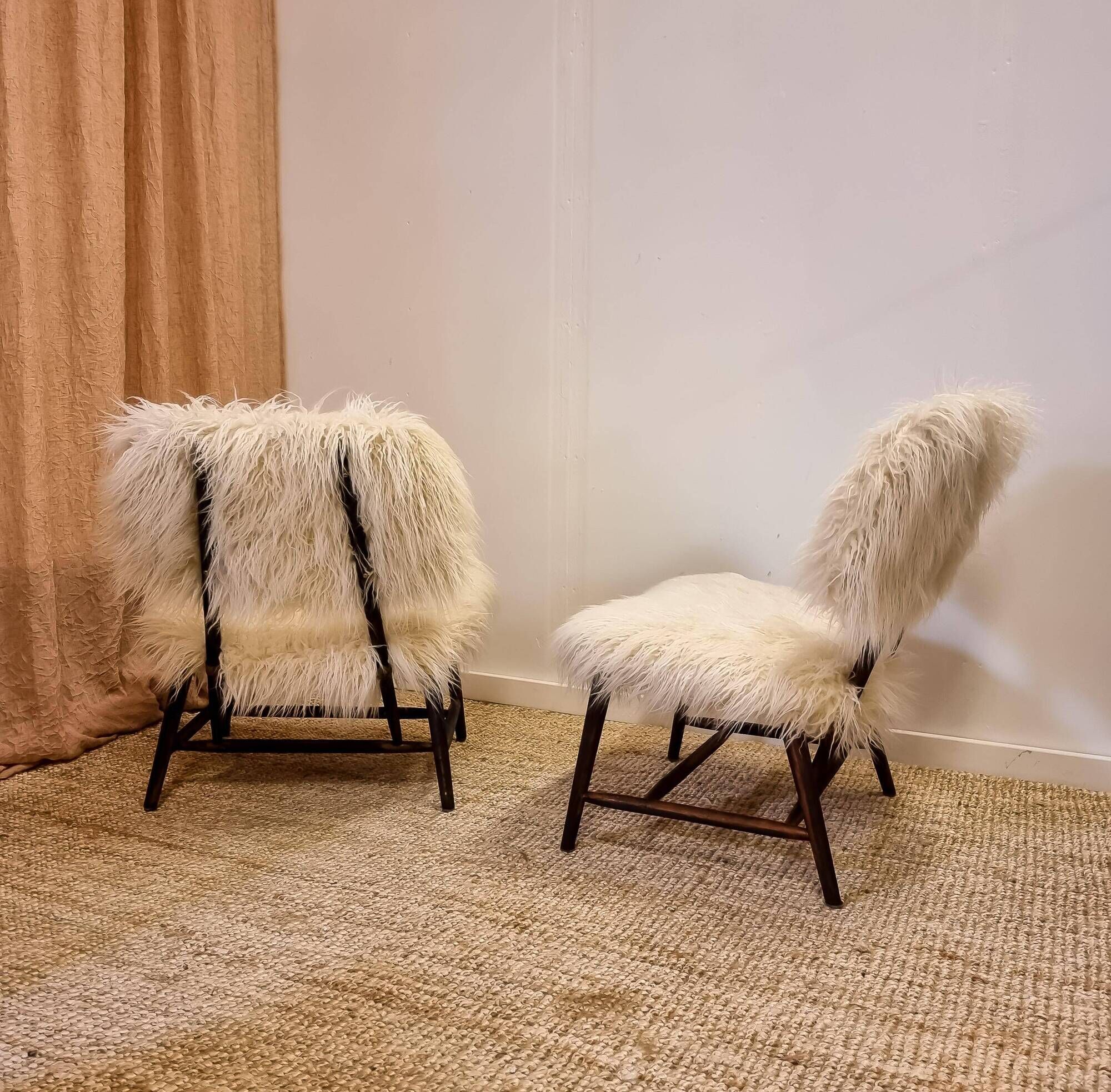 Pair of modern classic Swedish chairs "Teve", Pierre Frey fabric, Alf Svensson