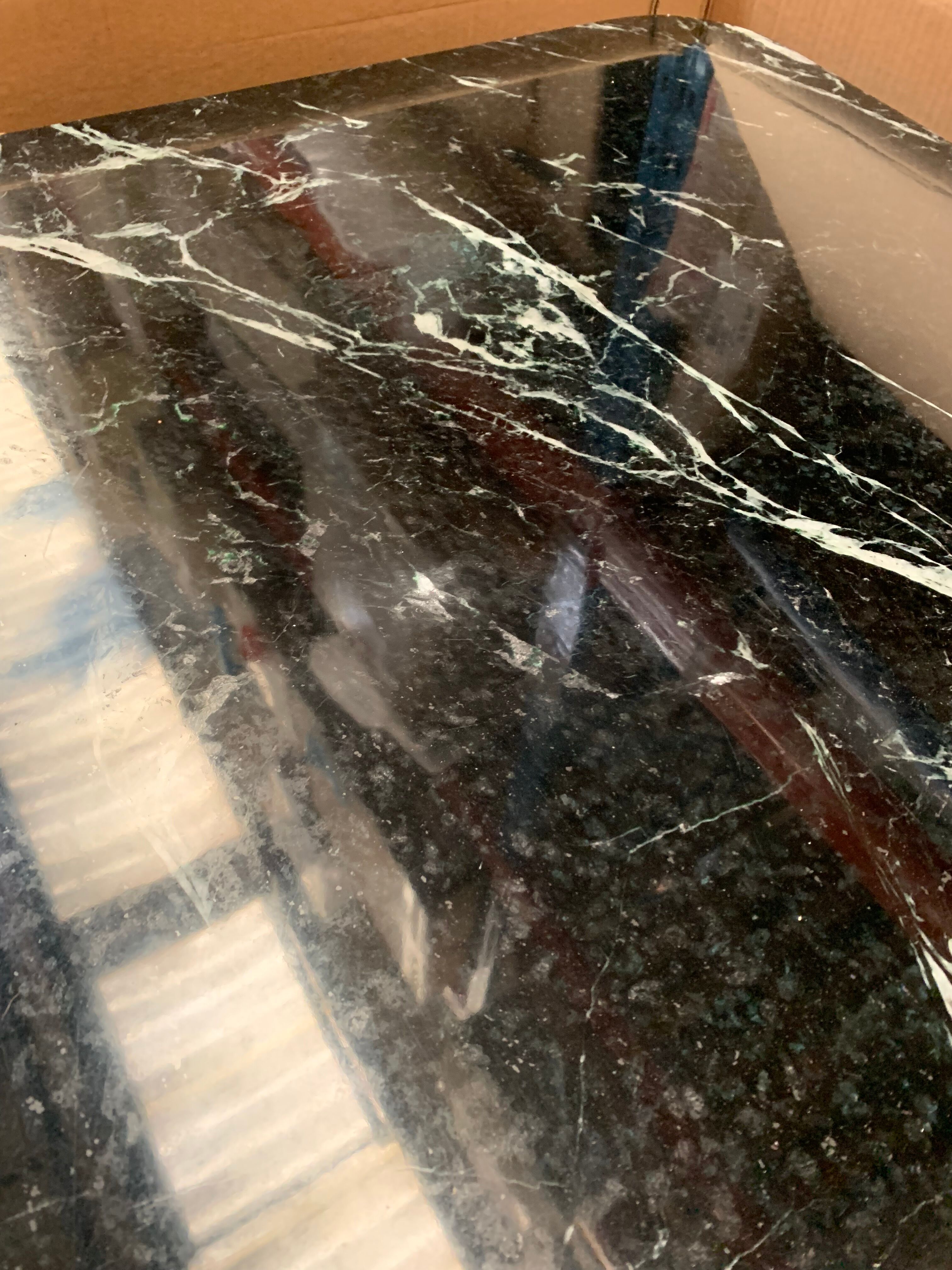 Coffee table lounge marble green brass wide