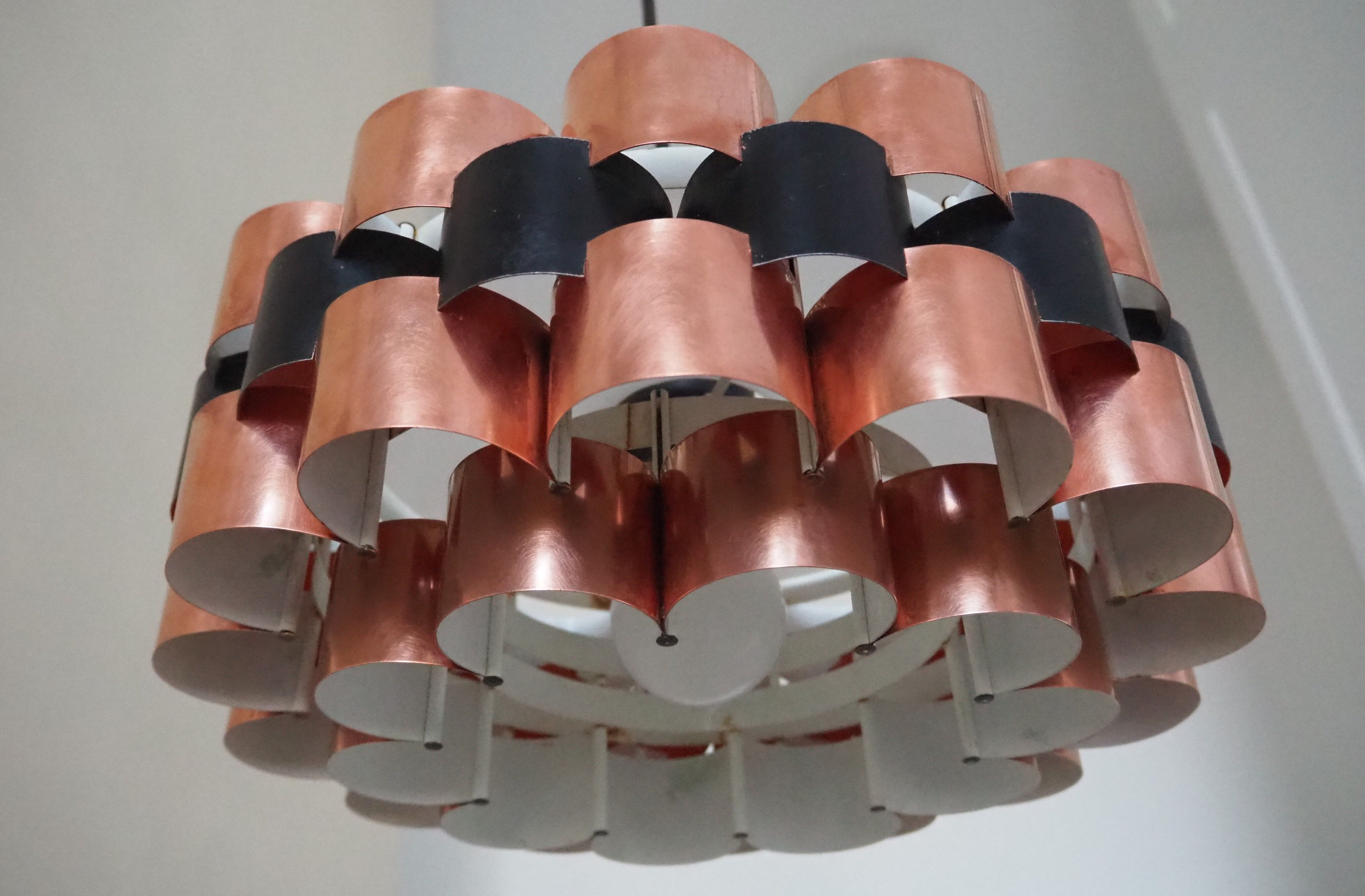 Suspension lamp from the 1960s – 1970s in copper and black metal