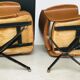 Pair of brown faux leather armchairs - black metallic footing - 1960