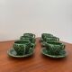 Lot de 6 tasses à café vintage en barbotine chou vert – faïence vintag