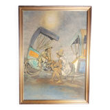 Malagasy painting on signed silk