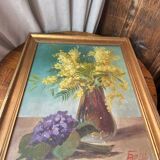 Painting on wood, mimosas, Belli