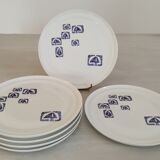 Flat plates in Paris porcelain decor Lima