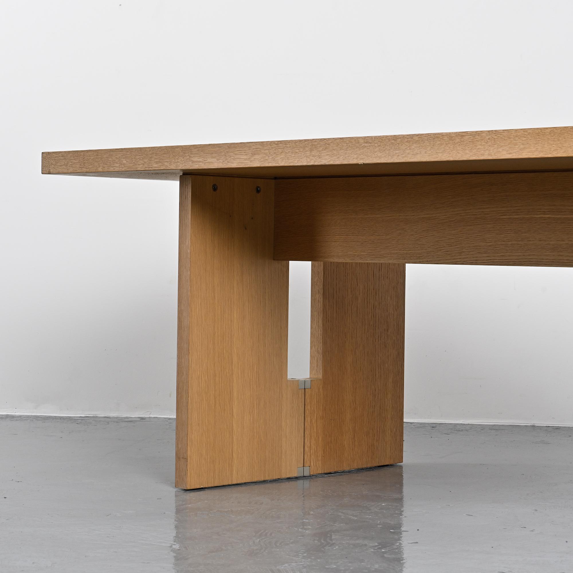 Console extensible dining table in cerused wood, 20th century