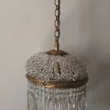 Brass hot air balloon pendant light with crystal drops