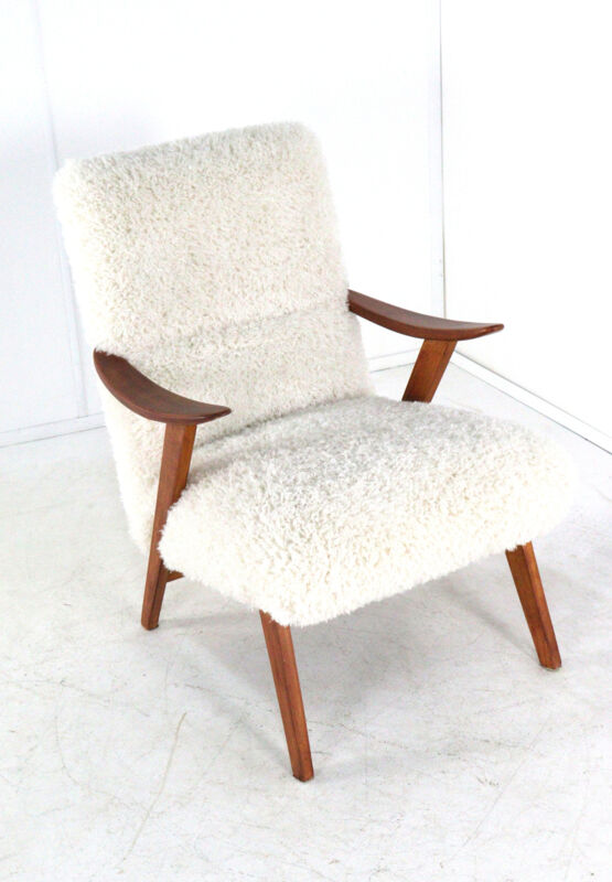 Armchair cream white doodle 'Almere' - unique upholstery - vintage design