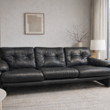 Black leather 3-seater sofa – Tobia Scarpa for B&B Italia