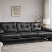 Black leather 3-seater sofa – Tobia Scarpa for B&B Italia