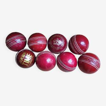 Set 8 balls/balls cricket vintage red leather deco