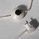 Ethnic Relief Ceramic White Shade Table Lamp, 1960s