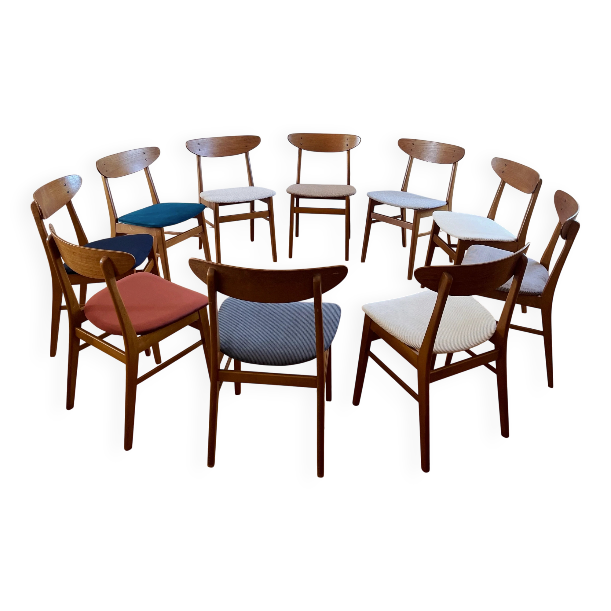 Vintage Farstrup 210 Scandinavian chairs in stained beech and teak