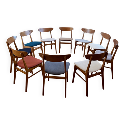 Chaises scandinaves vintage Farstrup 210 en hêtre teinté et teck