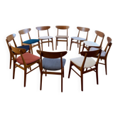 Vintage Farstrup 210 Scandinavian chairs in stained beech and teak