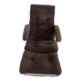 Rocking-chair en velours marron par Lama, années 70