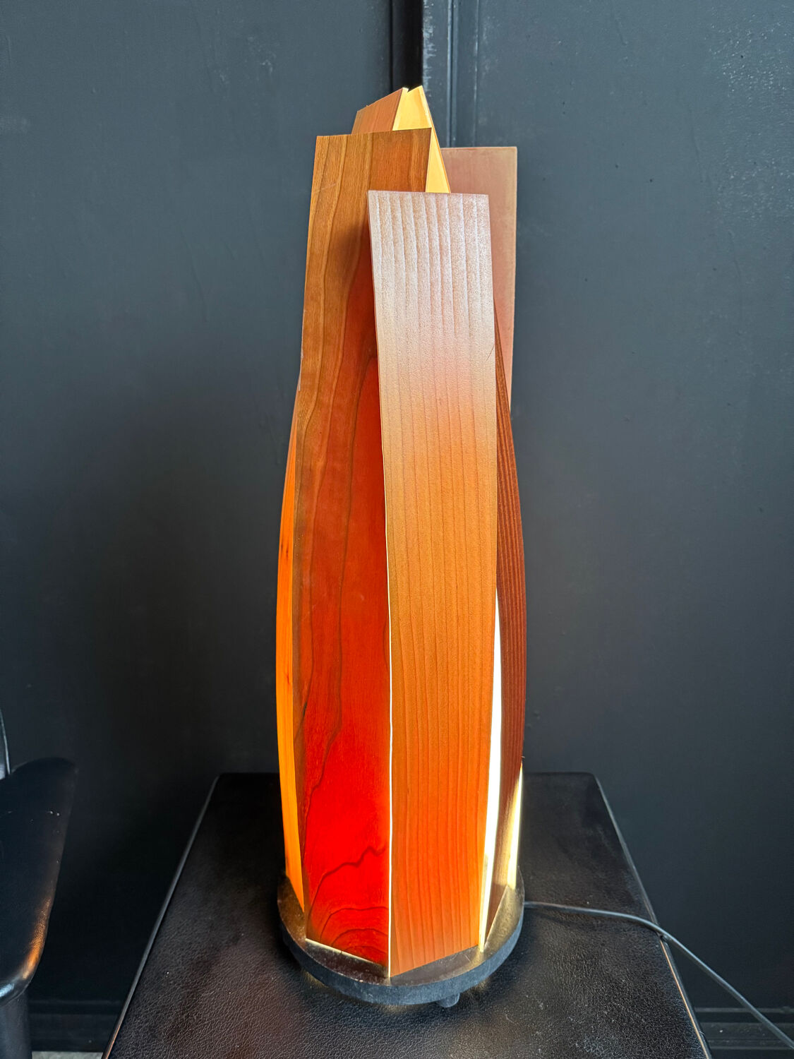 Wood slat lamp in Scandinavian style