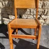 Two brutalist chairs from the 70s in golden oak