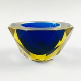 Bol Sommerso en verre de Murano à facettes en diamant par Alessandro Mandruzzato, Italie, années 1970