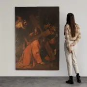 Antique Italian painting The Way of the Cross