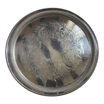 Round silver metal dish