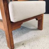 Brutalist Square Oak Lounge Chair, Belgium, 1950s